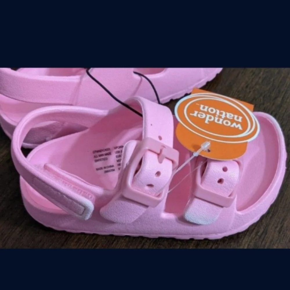 NEW PINK TODDLER GIRLS LIGHTWEIGHT FOOTBED BACK STRAP SANDALS